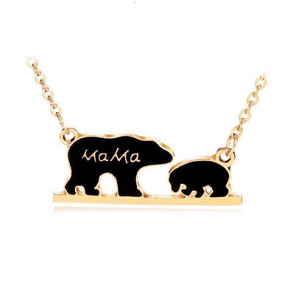 

mama animal bear bar baby necklace inspired pendant silver gold chains for women mom wife mother's day jewelry gift
