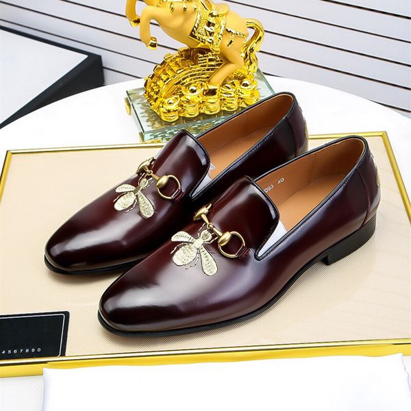 

2020 men's crocodile luxury dress leather shoes lace-up wedding party shoes mens business office oxfords flats plus size men fashion, Black