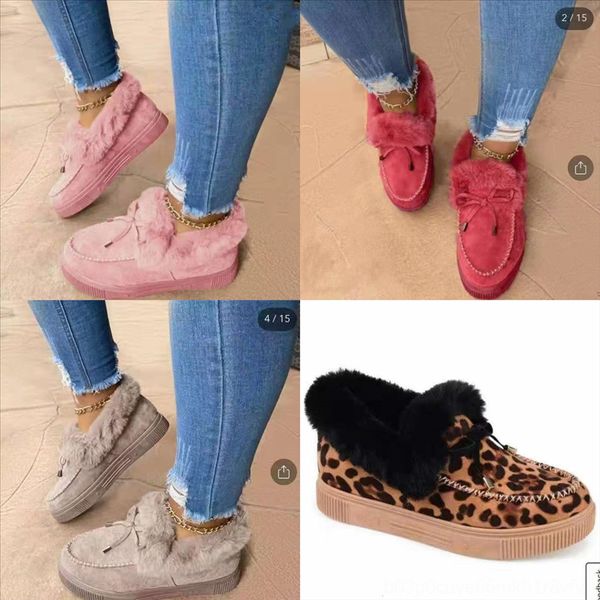 

h9ryv new cartoon home women fur slippers winter ladies plush bedroom snow boots mop cotton yarn warm shoes couples furry slippers house, Black