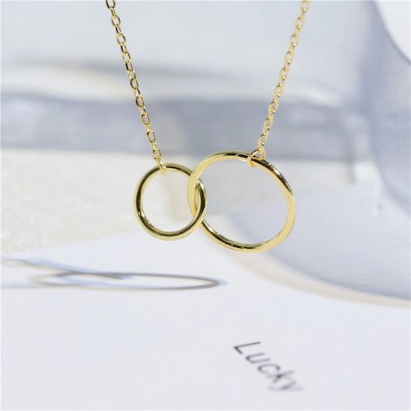 

gift s925 sterling christmas silver double ring necklace cross chain multilayer gold geometric women