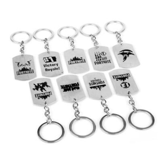 

keychain game fortress night fortnite stainless steel army dog tag car pendant, Silver