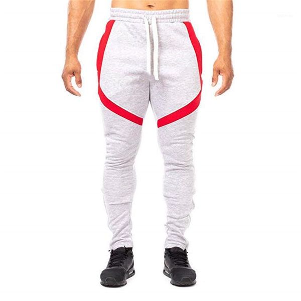 

men's new fashion casual trousers zipper stitching beam feet fashion trousers contrast color plus size sports fitness1, Black