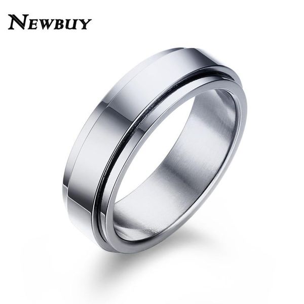

cluster rings buy 6mm spinner ring men women jewelry stainless steel double loop design biker rotatable lucky dropship, Golden;silver