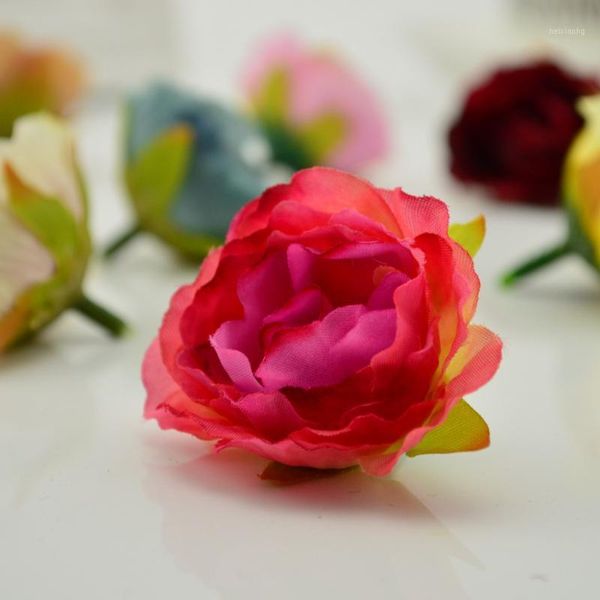 

decorative flowers & wreaths 10pcs silk rose head for home wedding decoration diy wreath candy gift box scrapbooking fake accessories artifi