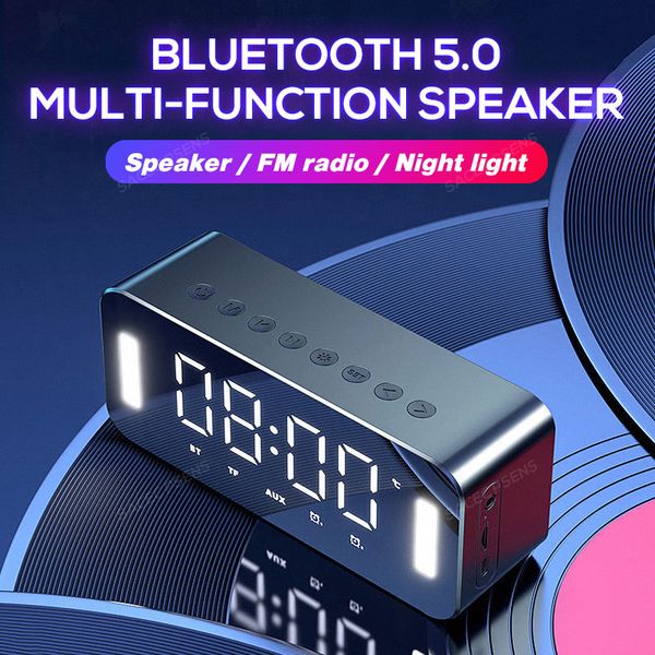

беспроводной bluetooth 5.0 динамик стерео бас ночной свет многофункциональный цифровой электронный часовой дисплей fm-радио