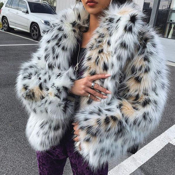 

south korea's new cat pattern imitation fur jacket women's short temperament suit collar faux plush leopard jacket1, Black