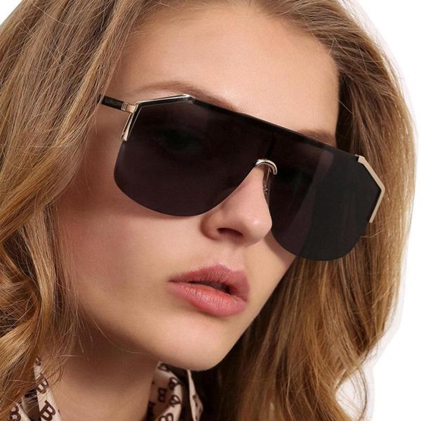 

oversize square sunglasses women men luxury rimless flat sun glasses brand designer retro mirror uv400 vintage big shades, White;black