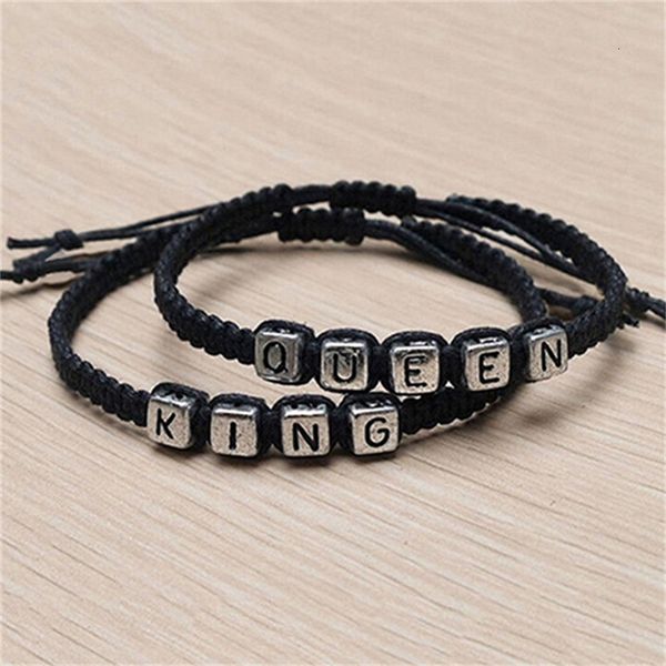

queen 1 pair couple braided handmade king and his hers charm bracelet bangle