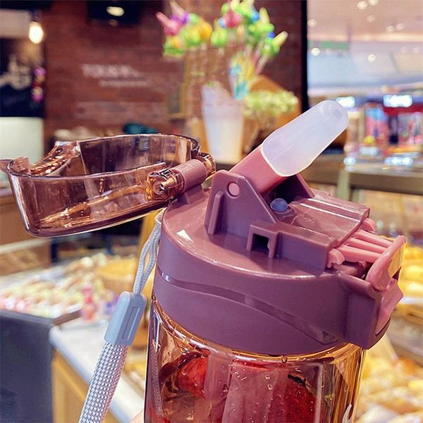 

новый открытый фитнес спортивная вода бутылка bpa бесплатная портативная большая емкость тританская соломенная бутылка портативная мода сипп