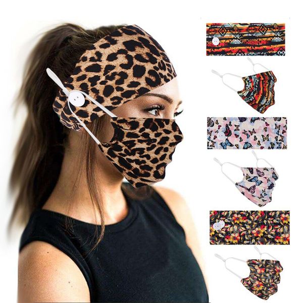 

leopard hair band masks set pattern button anti-leash hair face mask headscarf accessories movement elastic design headband kimter-c71fz
