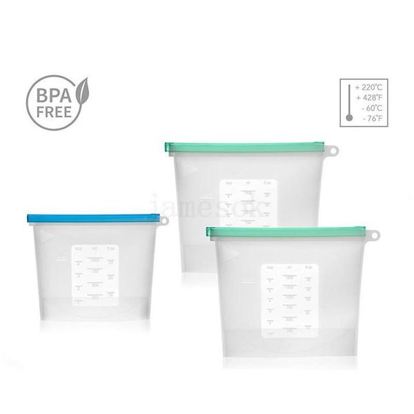 

1000ml reusable sile food storage bags | forsandwich, liquid, snack, lunch, fruit, er airtig qylafc bwkf