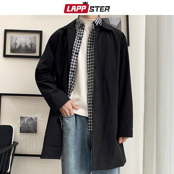 

lappster oversize men streetwear trench coat 2020 autumn mens hip hop harajuku long jackets coats vintage male black windbreaker, Tan;black