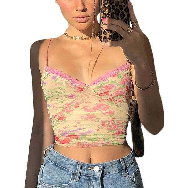 

women's tanks & camis lace summer tie dye print casual v-neck street style open back picnic party slim fit, White