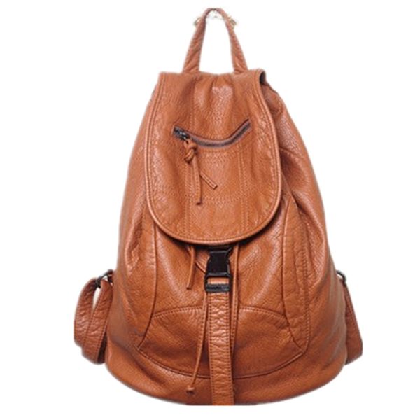 

soft leather backpack female new washed sheepskin backpack net red leather handbag casual wild student bag