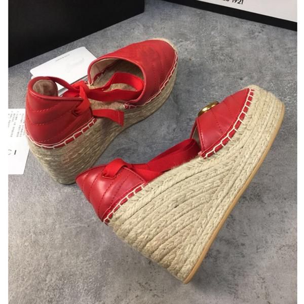 

fashion women's fisherman shoes baotou sandals platform lightweight women's shoes twine woven cross lace fisherman shoes high qual, Black