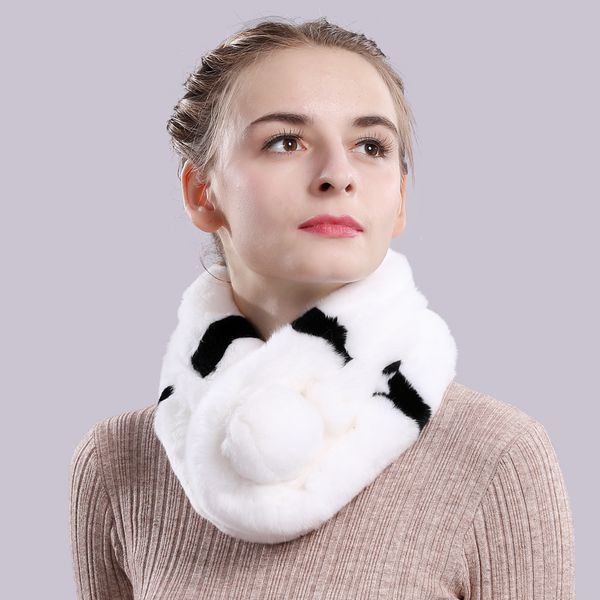 

2020 spot natural female winter real girls scarf rex ring scarves rabbit skin, Blue;gray