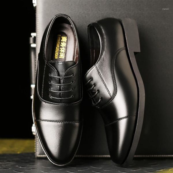 

dress shoes business faux leather men breathable rubber formal male office wedding flats footwear mocassin homme shose 1, Black