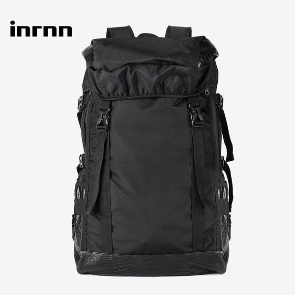 

inrnn men large capacity travel backpacks waterproof climbing backpack male outdoor sports bag fashion leather patchwork mochila