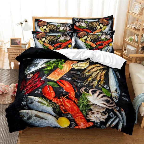

bedding sets 2pcs/3pcs full//king quilt cover +pillowcase 3d digital printing bbq fruit series beeding set
