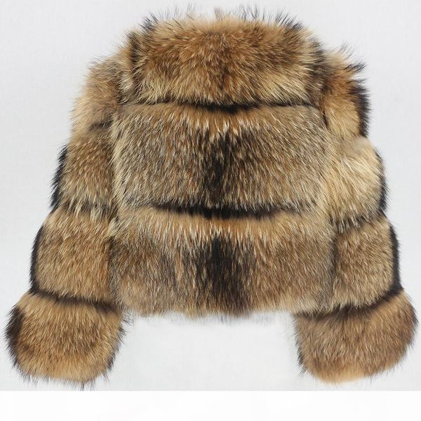 

oftbuy 2020 new winter jacket women big fluffy real fur coat natural raccoon fur thick warm outerwear streetwear removable vest, Black