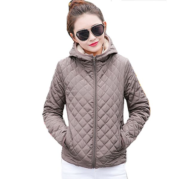

solid black red short winter women basic jacket autumn thin fleece hooded womens coat casual outerwear casaco feminino 201026, Black;brown