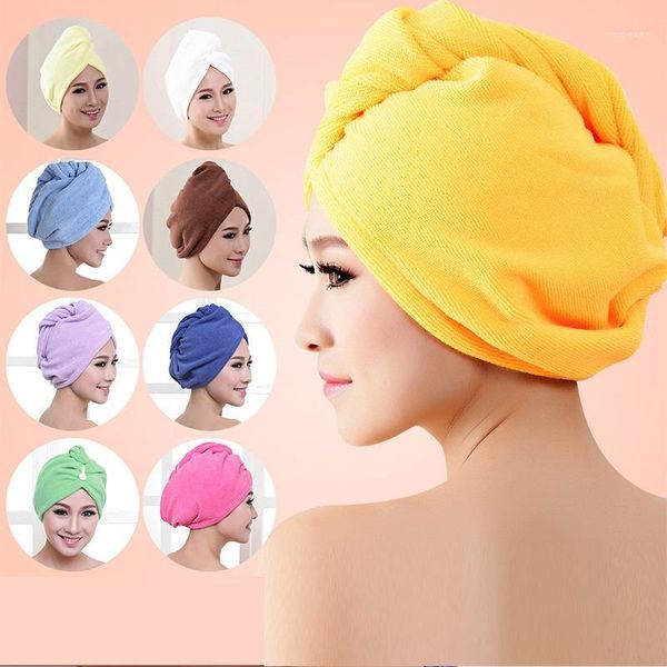 

towel womens girls lady's bathroom quick drying hair thicker microfiber bath dry hat cap turban head wrap salon1