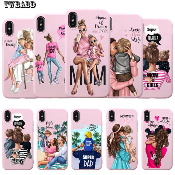 

1dwsoft pink silicone case for vip 8, girl with brown hair, baby fashion, super mom vip 7 6 6s plus x xs max xr 10 etui