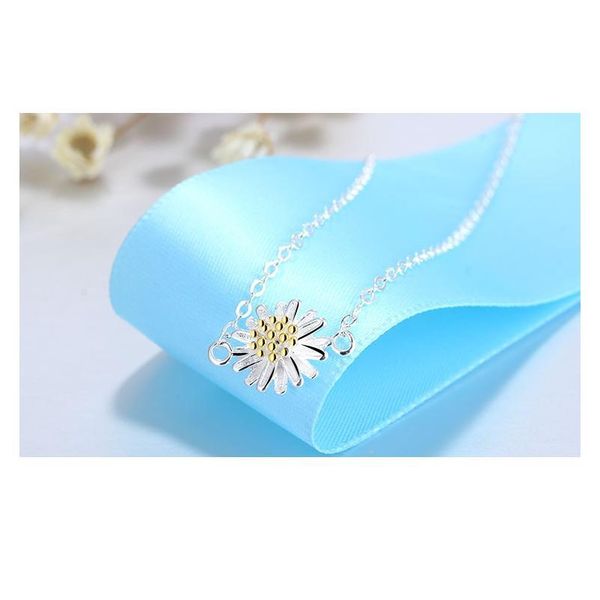 

fashion summer 925 sterling silver small fresh flower chrysanthemum anklet for women pendant chain ankle bracelet foot qyloyt, Red;blue