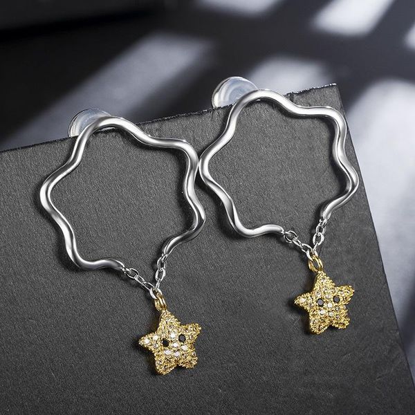 

dangle & chandelier queen lotus hollow geometric big earrings for women fashion jewelry 2021 korean lovely yellow crystal star drop gift, Silver