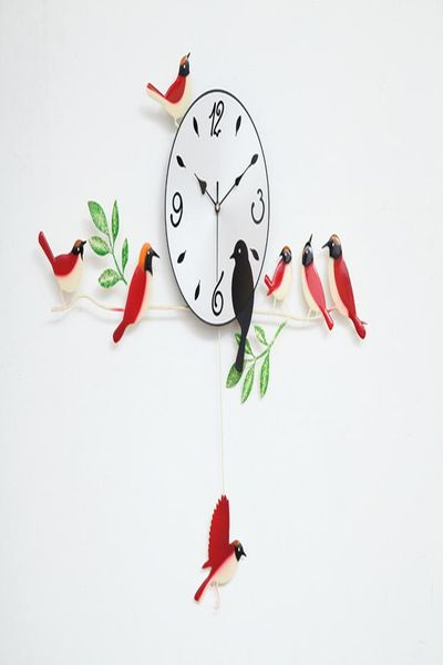 

a060 настенные часы часы живопись птицы домашний декор украшения новый дизайн качели сад синий оранжевый красный jllbsr garden_light