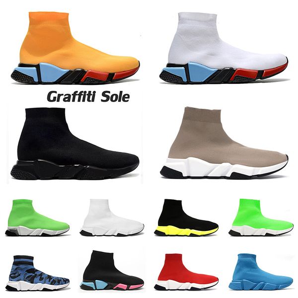 

sock shoes designer sneakers 2021 new flat trainers mens womens triple black graffiti sole vintage tripler étoile luxurys casual socks boots