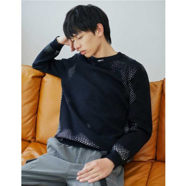 

autumn winter sweater men round neck fashion knitted casual men's basic bottoming shirt print loose long sleeve pullover, White;black
