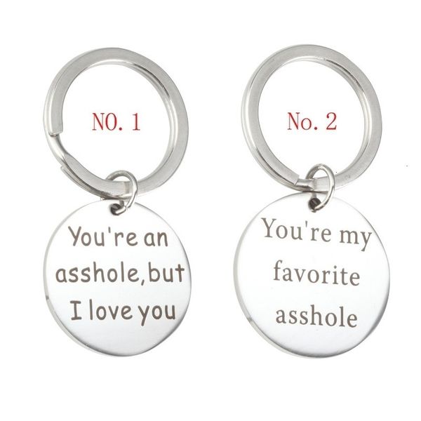 

day gifts you`re an asshole, but i valentines love you couple jewelry stainless steel lettering charm pendant keychains, Slivery;golden
