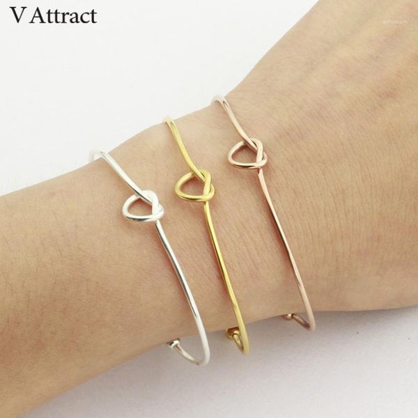 

v attract vintage heart knot cuff bracelets & bangles women jewlery rose gold viking bangles femme 2020 graduate gift1, Black