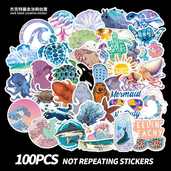 

100 pcs car sticker marine life sea graffiti for lapskateboard pad bicycle motorcycle ps4 phone luggage decal pvc guitar fridge stickers