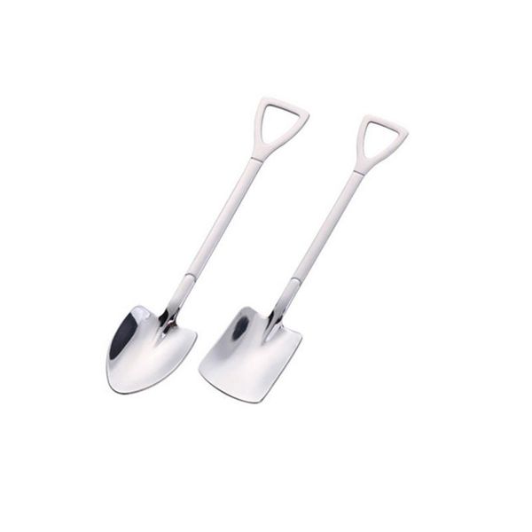 

new stainless steel creative shovel small spoon fork taro spoon coffee stir spoon long handle fork kitchen dinnerware sets h sqcjxe