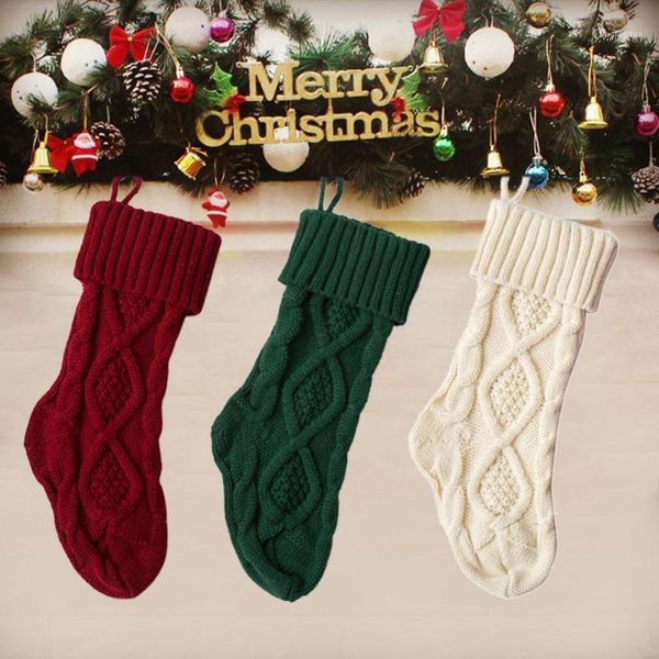 

christmas decorations knitted stockings decoration gift bag fireplace closet door window gift1