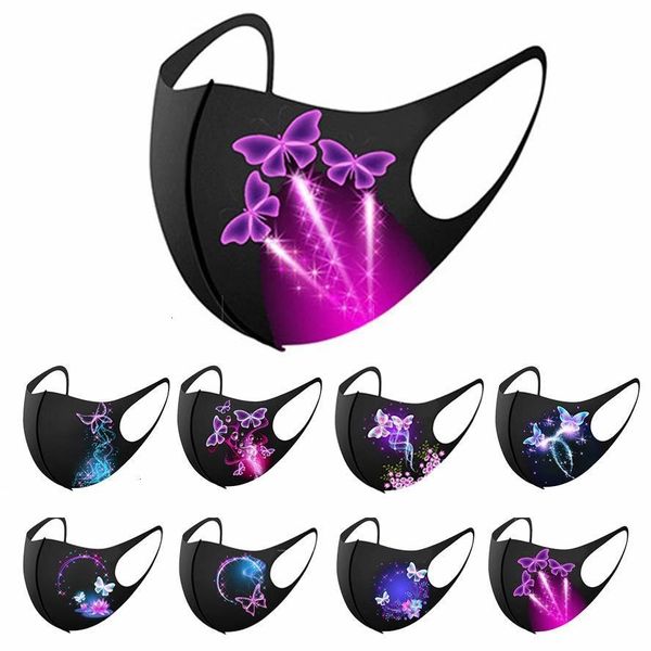 

ice face designer christmas silk print butterfly fashion mouth mask dustproof sunscreen black foutletwxj