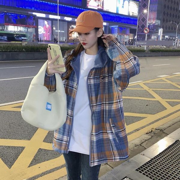 

women's jackets double-sided casual coat for women autumn and winter all-matching korean style long sleeve zipper hooded sweater fashio, Black;brown
