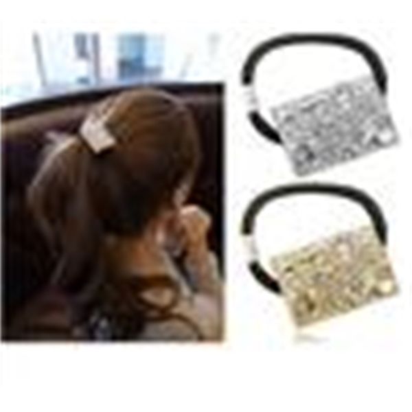 

24pcs women's accessories rhinestone crystal geometry oblong hair band ponytal holder, Pink
