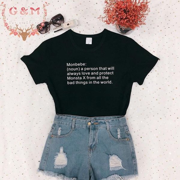 

bangtan kpop korea style tumblr monsta x streetwear t-shirt monbebe noun a person definition shirt casual tees black, White