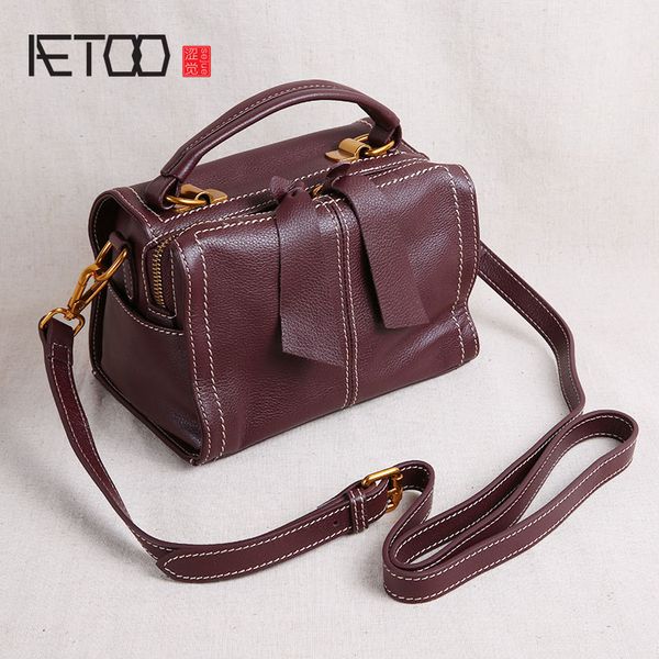 

hbp aetoo leather women's small bag, one-shoulder slanted bag, head leather hand-held small square bag