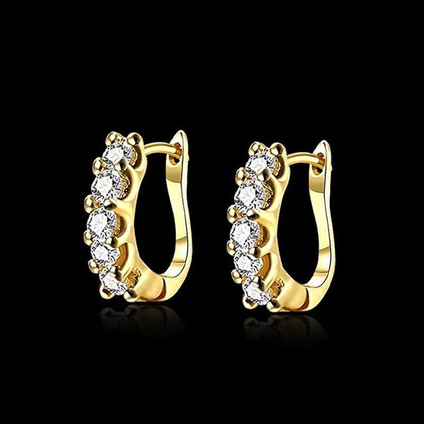 

hoop & huggie silmple earring women delicate all matched zircon circle earrings silver color evening party jewelry gift, Golden;silver