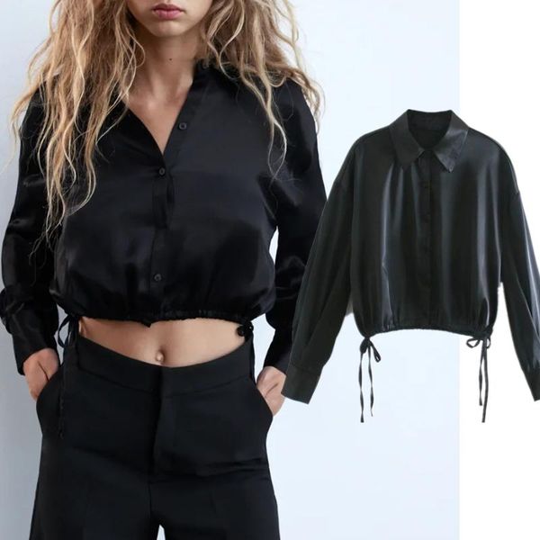 

women's blouses & shirts withered autumn england high street vintage short satin bow blouse women blusas mujer de moda 2021 casual shir, White