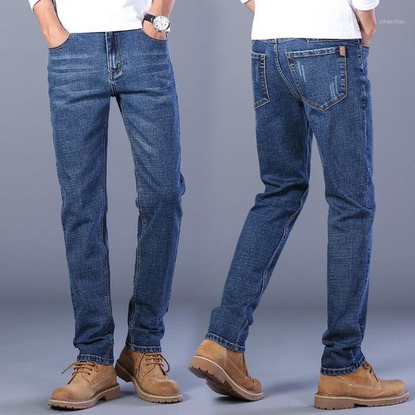 

2021 autumn spring mid weight men casual biker denim jeans stretch denim pants solid slim fit jeans male street skinny pant,8171, Blue