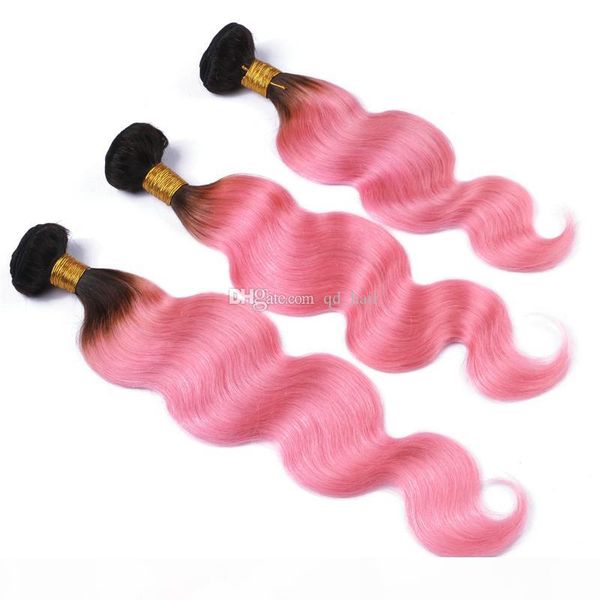 

new arrival 1b pink hair bundles with lace frontal brazilian body wave 1b pink hair with ear to ear full lace frontal 13*4, Black