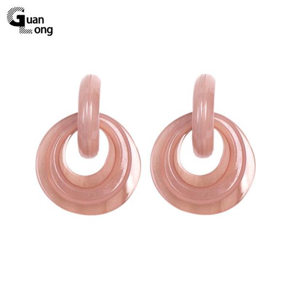 

GuanLong Vintage Long Acrylic Earrings Circle for Women Big Geometric Dangle Resin Drop Earings Girls Fashion Jewelry Brincos, Silver