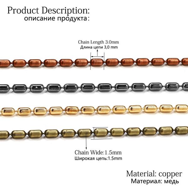 

2m lot 1.5mm gold bulk copper cylindrical bead chain bamboo chains for diy necklace bracelet jewelry making supplies h jlltlx, Silver