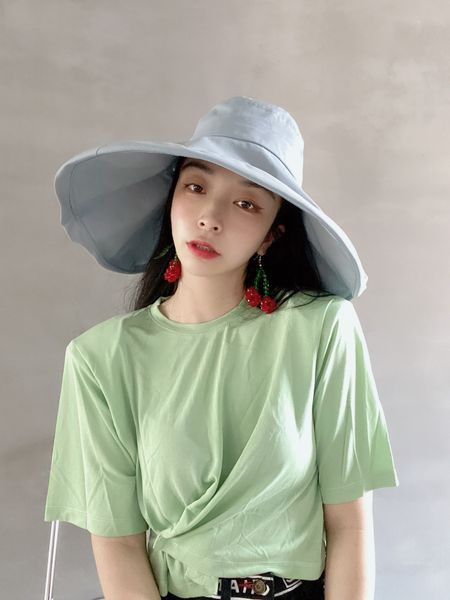 

japanese sun proof outdoor fisherman's hat for women summer klwe, Blue;gray