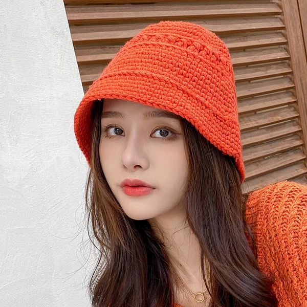 

beanie/skull caps autumn and winter fashion ins japanese vintage bucket knitted wool cap fisherman's hat female student tide 100 lap ba, Blue;gray
